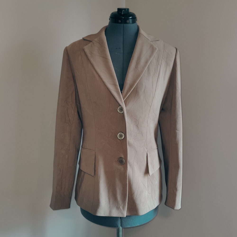 LATGEFEI Light Brown Wrinkle Blazer